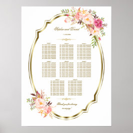 Romantic Gold Lijst Blush Floral Seating Chart Poster