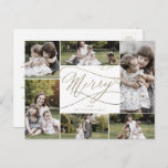 Romantic Gold Merry 6 Foto Jaar in Review Feestdagenkaart<br><div class="desc">Dit romantische goud is zes fotojaar in review vakantie briefkaart de perfecte eenvoudige feestelijke groet. Het moderne klassieke ontwerp is voorzien van fancy draden en grillen met prachtige elegante handgeschreven faux champagne Gold folie-typografie. Pas uw briefkaart aan met 6 foto's, uw familienaam, voornamen en jaar. Neem een optioneel jaar op...</div>