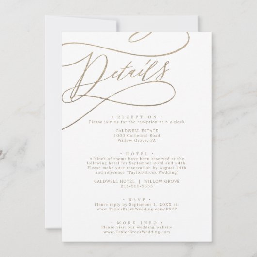 Romantic Gold Monogram voor en achter bruiloft Kaart (Achterkant)