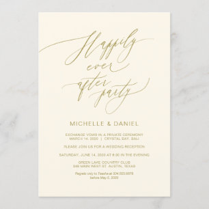 Romantic Gold Script, Wedding Elopement Kaart