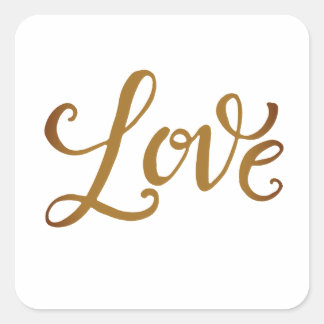 Romantic Gold Scripts - Liefde Vierkante Sticker