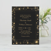 Romantic Gold Sparkly Diamond Hearts Black Kaart (Staand voorkant)