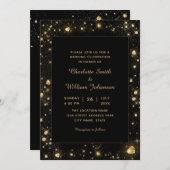 Romantic Gold Sparkly Diamond Hearts Black Kaart (Voorkant / Achterkant)