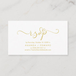 Romantic, Gold, Uitnodiging RSVP, antwoord Informatiekaartje