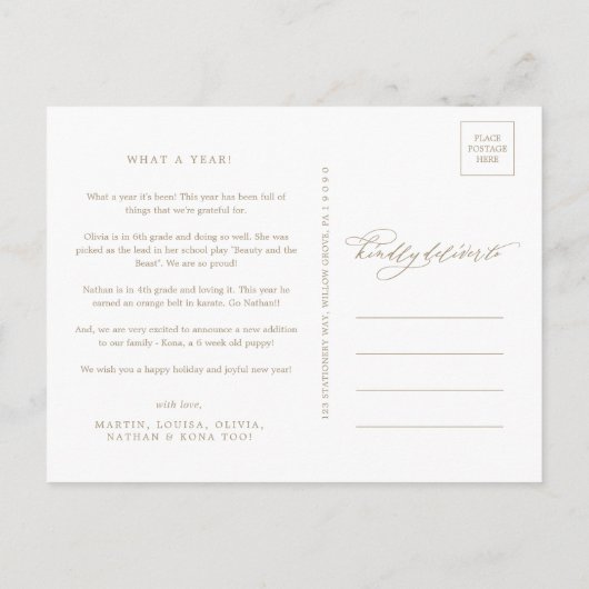 Romantic Gold What A Year 6 Photo Year in Review Feestdagenkaart (Achterkant)