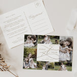 Romantic Gold What A Year 6 Photo Year in Review Feestdagenkaart<br><div class="desc">Dit romantische goud is het 6-fotojaar in review vakantie briefkaart, de perfecte eenvoudige feestelijke groet. Het moderne klassieke ontwerp is voorzien van fancy draden en grillen met prachtige elegante handgeschreven faux champagne Gold folie-typografie. Pas uw briefkaart aan met 6 foto's, uw familienaam, voornamen en jaar. Neem een jaar op in...</div>