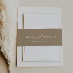 Romantic Gold & White Calligraphy Flourish Wedding Uitnodigingen Wikkel