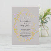 Romantic Gold Wreath Floral Wedding Invitations Kaart (Staand voorkant)