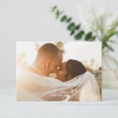 Romantic Golden Brown Photo Wedding Bedankkaart (Staand voorkant)
