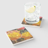 Romantic Golden en Oranje Roos Foto Stenen Onderzetter (Zijkant)