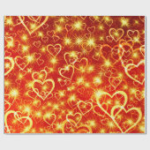 Romantic Golden Hearts over Sinaasappel Cadeaupapier (Vlak)