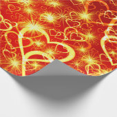 Romantic Golden Hearts over Sinaasappel Cadeaupapier (Hoek)