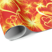 Romantic Golden Hearts over Sinaasappel Cadeaupapier (Rol Hoek)