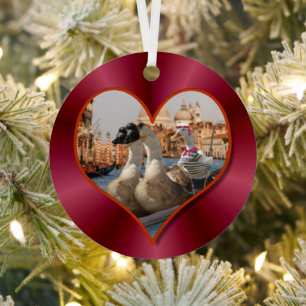 Romantic Gondola Ride on Red Metalen Ornament