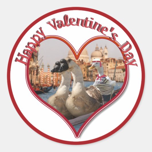 Romantic Gondola Ride voor Valentijnsdag Ronde Sticker (Voorkant)