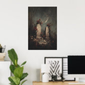 Romantic Gothic Graveyard Art, Moody Dark Academia Poster (Thuiskantoor)