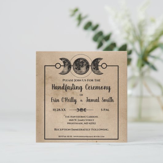 Romantic Gothic Handfasting Wedding Pagan Wicca Kaart (Staand voorkant)