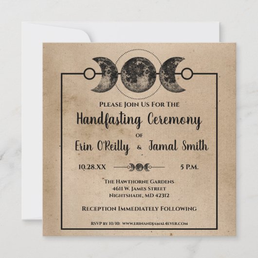 Romantic Gothic Handfasting Wedding Pagan Wicca Kaart (Voorkant)