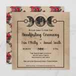 Romantic Gothic Handfasting Wedding Pagan Wicca Kaart<br><div class="desc">Het ontvangen van een handfastceremonie of een romantische gothic bruiloft? Deze mooie rode rozen en maanuitnodigingen zullen een beetje magie toevoegen aan het feest. Prachtig en uniek - net als de bruid-to-be!  Deze sexy uitnodigingen kunnen volledig worden aangepast!</div>