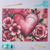 Romantic Gothic Hearts and flowers Tissue Paper Tissuepapier (Craft)