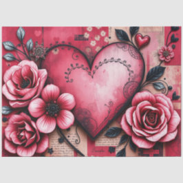 Romantic Gothic Hearts and flowers Tissue Paper Tissuepapier