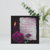 Romantic Gothic Roos, kaarsje, Key & Lock Sweet 16 Kaart (Staand voorkant)