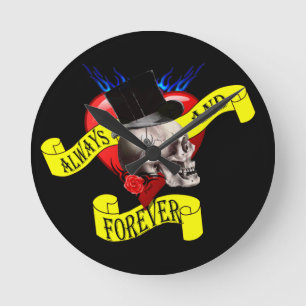 Romantic Gothic Skull Valentijns houdt van hart Ronde Klok