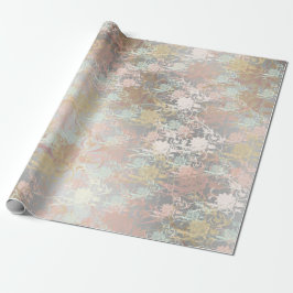 Romantic, goud, Blauwgroen, Waterverf, Chic, Flora Cadeaupapier