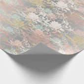 Romantic, goud, Blauwgroen, Waterverf, Chic, Flora Cadeaupapier (Hoek)