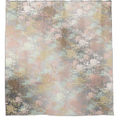 Romantic, goud, Blauwgroen, Waterverf, Chic, Flora Douchegordijn (Voorkant)