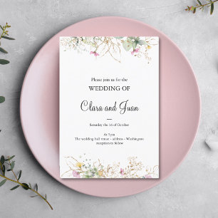 Romantic, goudflorale uitnodiging