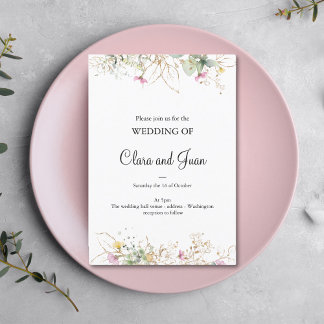 Romantic, goudflorale uitnodiging