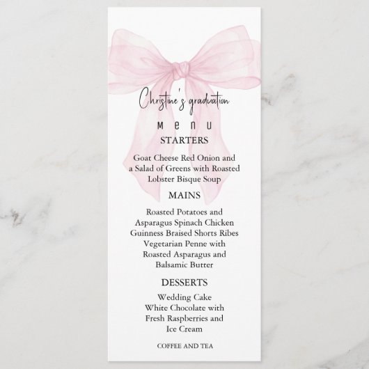 Romantic Graduation Menu For Her (Voorkant)