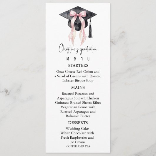 Romantic Graduation Menu For Her (Voorkant)
