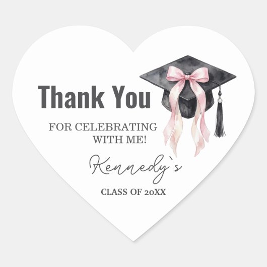 Romantic Graduation Sticker- Black Cap Hart Sticker (Voorkant)