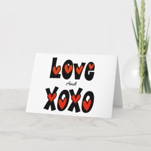 Romantic Graphic Love and Kisses and Hugs Card Kaart