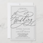 Romantic Gray Calligrafie | Lijst de bruiloft van Kaart (Voorkant)