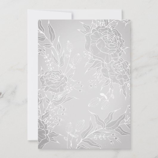 Romantic Gray Classic Flower Wreath Wedding Kaart (Achterkant)