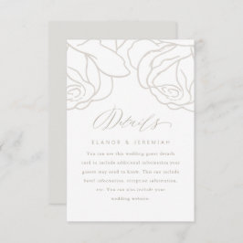 Romantic Gray Floral Wedding Guest Detail Kaart