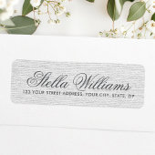 Romantic gray linen calligrafie scriptadres etiket