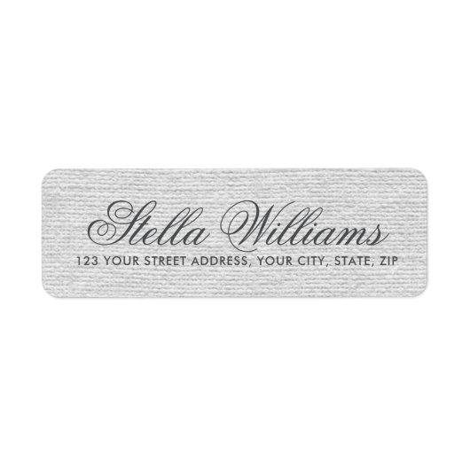 Romantic gray linen calligrafie scriptadres etiket (Voorkant)
