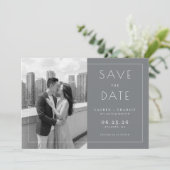 Romantic Gray Minimalist Photo Save The Date (Staand voorkant)