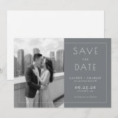 Romantic Gray Minimalist Photo Save The Date (Voorkant / Achterkant)