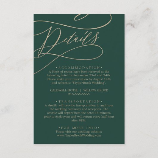 Romantic Green Calligraphy — Enclosure Kaart (Voorkant)