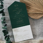 Romantic Green Calligraphy Monogram Weddenschap All In One Uitnodiging<br><div class="desc">Deze romantische groene kalligrafie-monogram bruiloft in één uitnodiging is perfect voor een eenvoudige bruiloft. Het moderne klassieke ontwerp is voorzien van fancy draden en grillen met prachtige elegante handgeschreven faux champagne Gold folie-typografie. Schrijf uw gastadressen achterin de volgende uitnodiging met de hand of koop de coördinerende stickers van het gastenadres...</div>