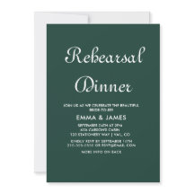 Romantic Green Calligraphy Rehearsal Dinner
