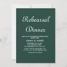 Romantic Green Calligraphy Rehearsal Dinner Kaart