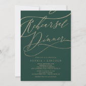 Romantic Green Calligraphy Rehearsal Dinner Kaart (Voorkant)