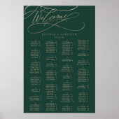 Romantic Green Calligraphy Seating Chart Poster (Voorkant)
