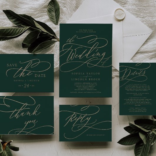 Romantic Green Calligraphy Song Request RSVP Card